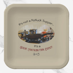 Cute Beige Potluck Supper Paper Plate