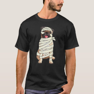 Cute Beige Pug Halloween Costume For Kids Mummy T-Shirt