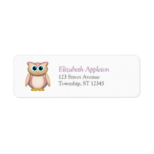 Cute Beige & Purple Owl - Return Address Labels