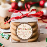 Cute Beige Red Gingerbread Cookies Christmas  Classic Round Sticker<br><div class="desc">Bring some extra cheer to your holiday gifts with our Cute Beige Red Gingerbread Cookies Christmas Holiday Sticker featuring a cosy beige and red gingerbread cookie design and the festive quote, “Ho Ho Ho, Have a Sweet Christmas.” Designed to bring warmth and charm to any package, these labels are perfect...</div>
