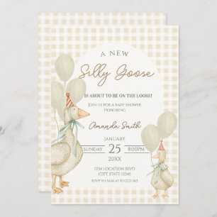 Cute Beige Silly Goose Baby shower Invitation