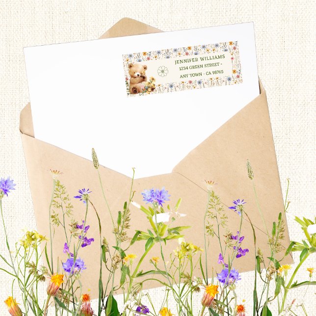 Cute Beige Teddy Baby Shower Envelope Address Labe (Creator Uploaded)
