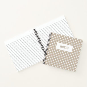 Cute Beige & White Plaid Everyday Notebook