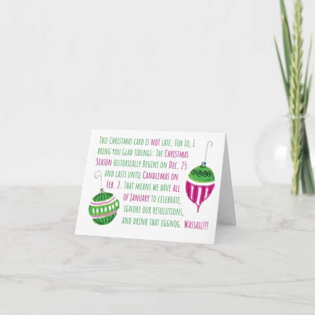 Cute Belated Christmas You Are Correct To Be Late Holiday Card (Front)