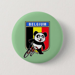 Cute Belgium Cycling Panda 6 Cm Round Badge