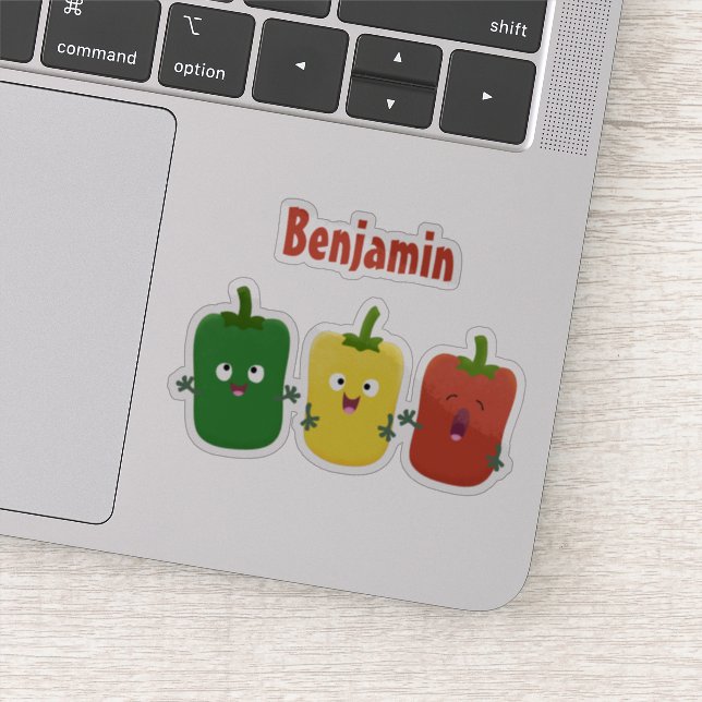 Cute bell pepper capsicum trio singing cartoon  (Detail)