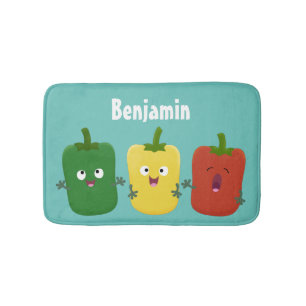 Cute bell pepper capsicum trio singing cartoon  bath mat