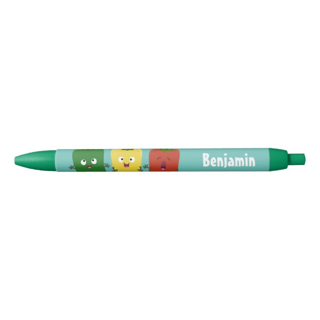 Cute bell pepper capsicum trio singing cartoon  black ink pen (Front)
