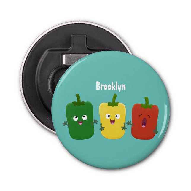 Cute bell pepper capsicum trio singing cartoon bottle opener (Front)