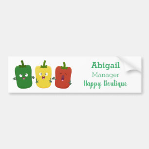Cute bell pepper capsicum trio singing cartoon bumper sticker