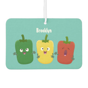 Cute bell pepper capsicum trio singing cartoon car air freshener