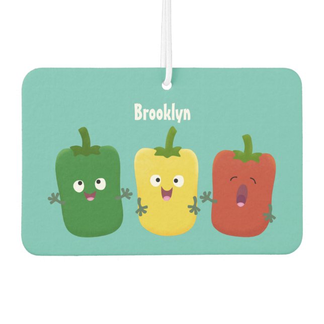 Cute bell pepper capsicum trio singing cartoon car air freshener (Front)