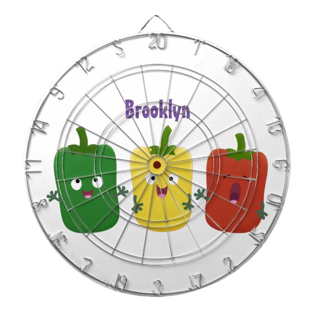 Cute bell pepper capsicum trio singing cartoon dartboard (Front)