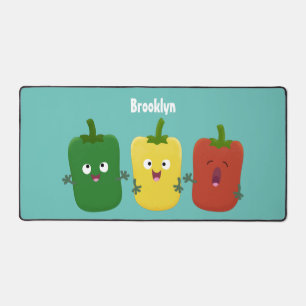Cute bell pepper capsicum trio singing cartoon desk mat