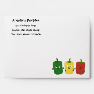 Cute bell pepper capsicum trio singing cartoon  envelope