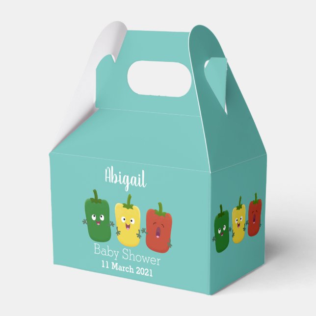 Cute bell pepper capsicum trio singing cartoon favour box (Front Side)