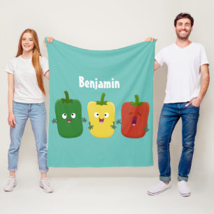 Cute bell pepper capsicum trio singing cartoon  fleece blanket