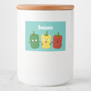 Cute bell pepper capsicum trio singing cartoon  food label