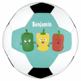 Cute bell pepper capsicum trio singing cartoon football
