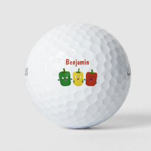 Cute bell pepper capsicum trio singing cartoon golf balls