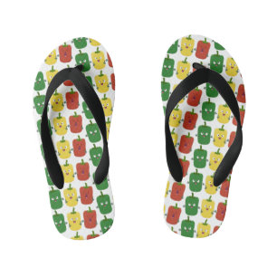 Cute bell pepper capsicum trio singing cartoon kid's flip flops