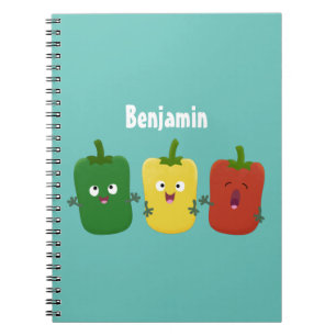 Cute bell pepper capsicum trio singing cartoon notebook