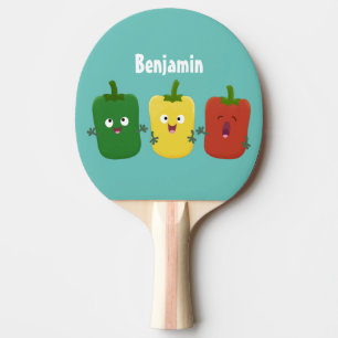 Cute bell pepper capsicum trio singing cartoon ping pong paddle