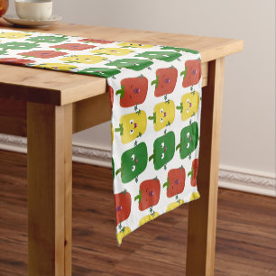 Cute bell pepper capsicum trio singing cartoon short table runner