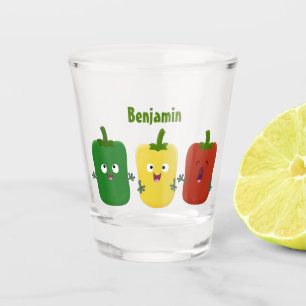 Cute bell pepper capsicum trio singing cartoon  shot glass