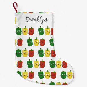 Cute bell pepper capsicum trio singing cartoon small christmas stocking