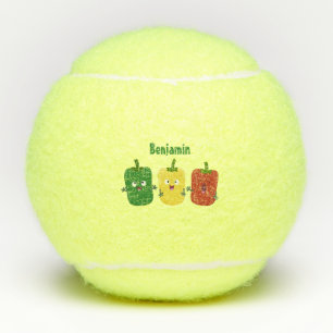 Cute bell pepper capsicum trio singing cartoon tennis balls