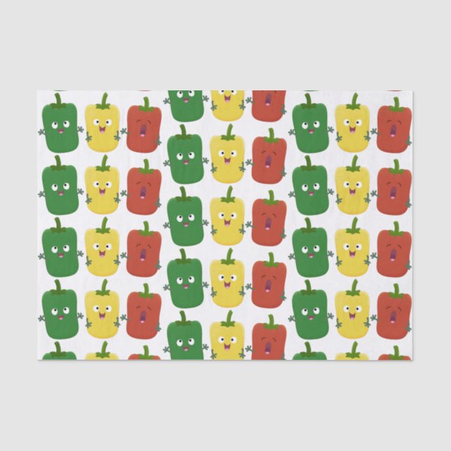 Cute bell pepper capsicum trio singing cartoon  tissue paper (Front)