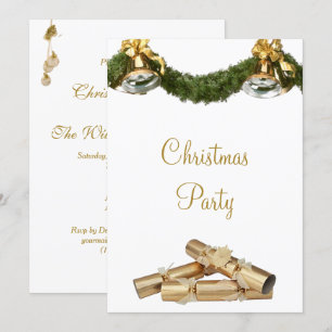 Cute Bells & Crackers Christmas Party Invitation