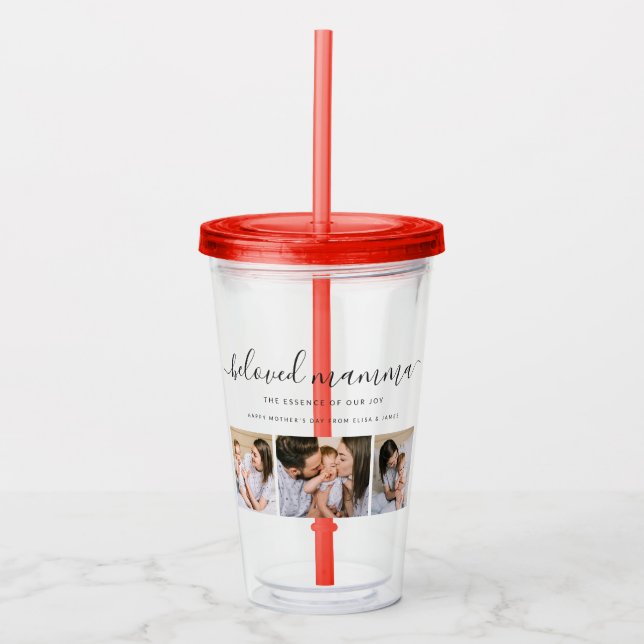 Cute Beloved Mamma Mum Mothers Day Photo Collage Acrylic Tumbler (Front)