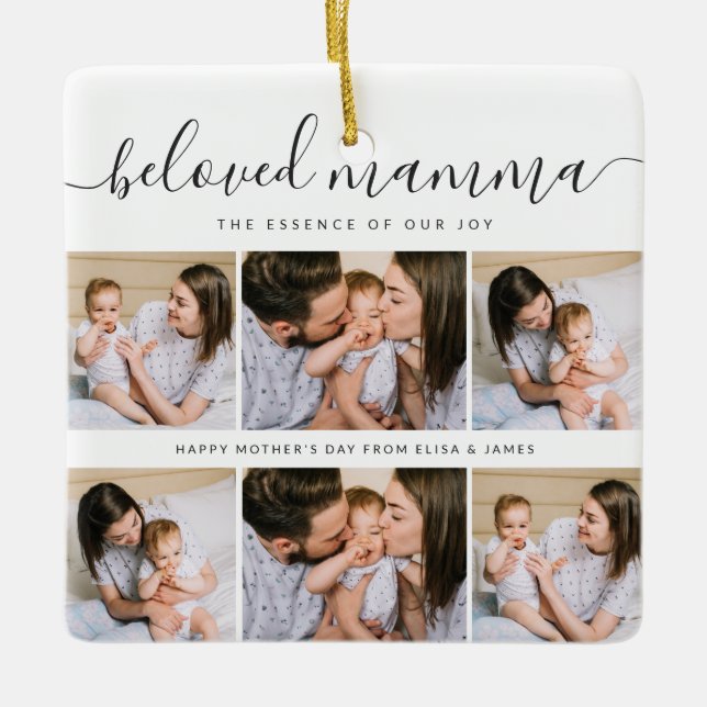 Cute Beloved Mamma Mum Mothers Day Photo Collage Ceramic Ornament (Front)