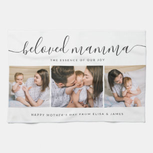 Cute Beloved Mamma Mum Mothers Day Photo Collage Tea Towel