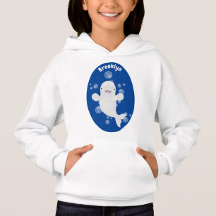 Cute beluga whale bubbles cartoon illustration