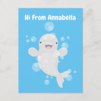 Cute beluga whale bubbles cartoon illustration