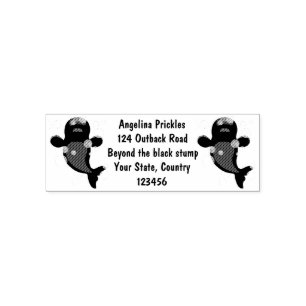 Cute beluga whale bubbles cartoon illustration  self-inking stamp