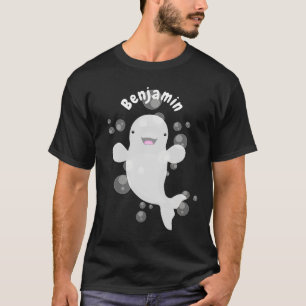 Cute beluga whale bubbles cartoon illustration T-Shirt