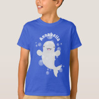 Cute beluga whale bubbles cartoon illustration
