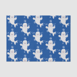 Cute beluga whale bubbles cartoon illustration tissue paper