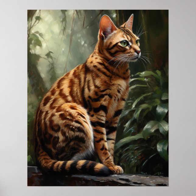 Cute Bengal Cat Art Print Poster (Front)