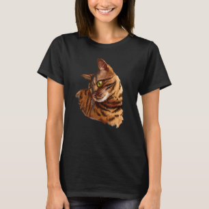 cute Bengal cat head hand drew for lover kitten ki T-Shirt