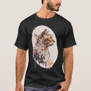 Cute Bengal Cat Japanese Cherry Blossom Sakura Wat T-Shirt