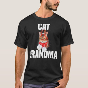 Cute Bengal Cat with Reindeer Costume Cat Grandma T-Shirt