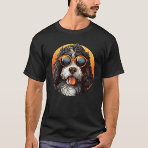 Cute Bernedoodle With Sunglasses Colorful Graphic T-Shirt