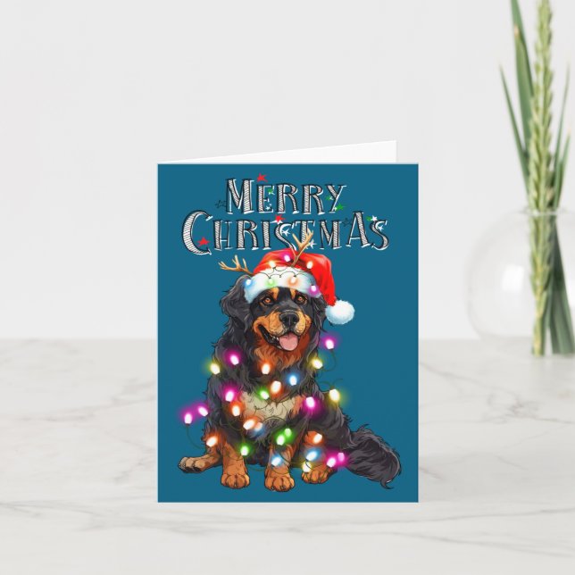 Cute Bernese Mountain Christmas Lights Xmas Dog Lo Card (Front)
