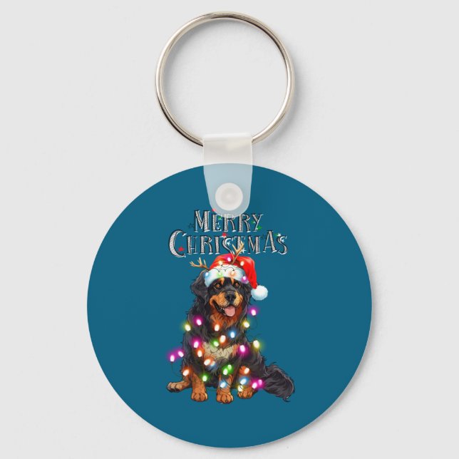 Cute Bernese Mountain Christmas Lights Xmas Dog Lo Key Ring (Front)