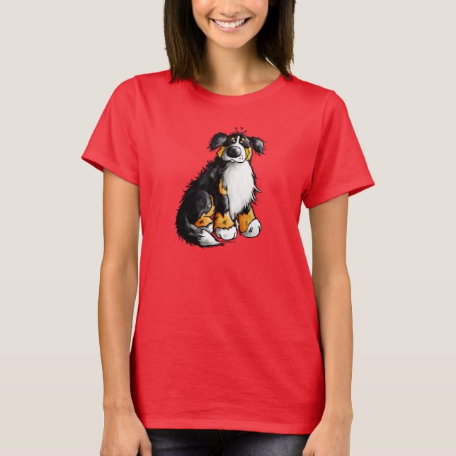 Cute Bernese Mountain Dog Cartoon T-Shirt (Front)